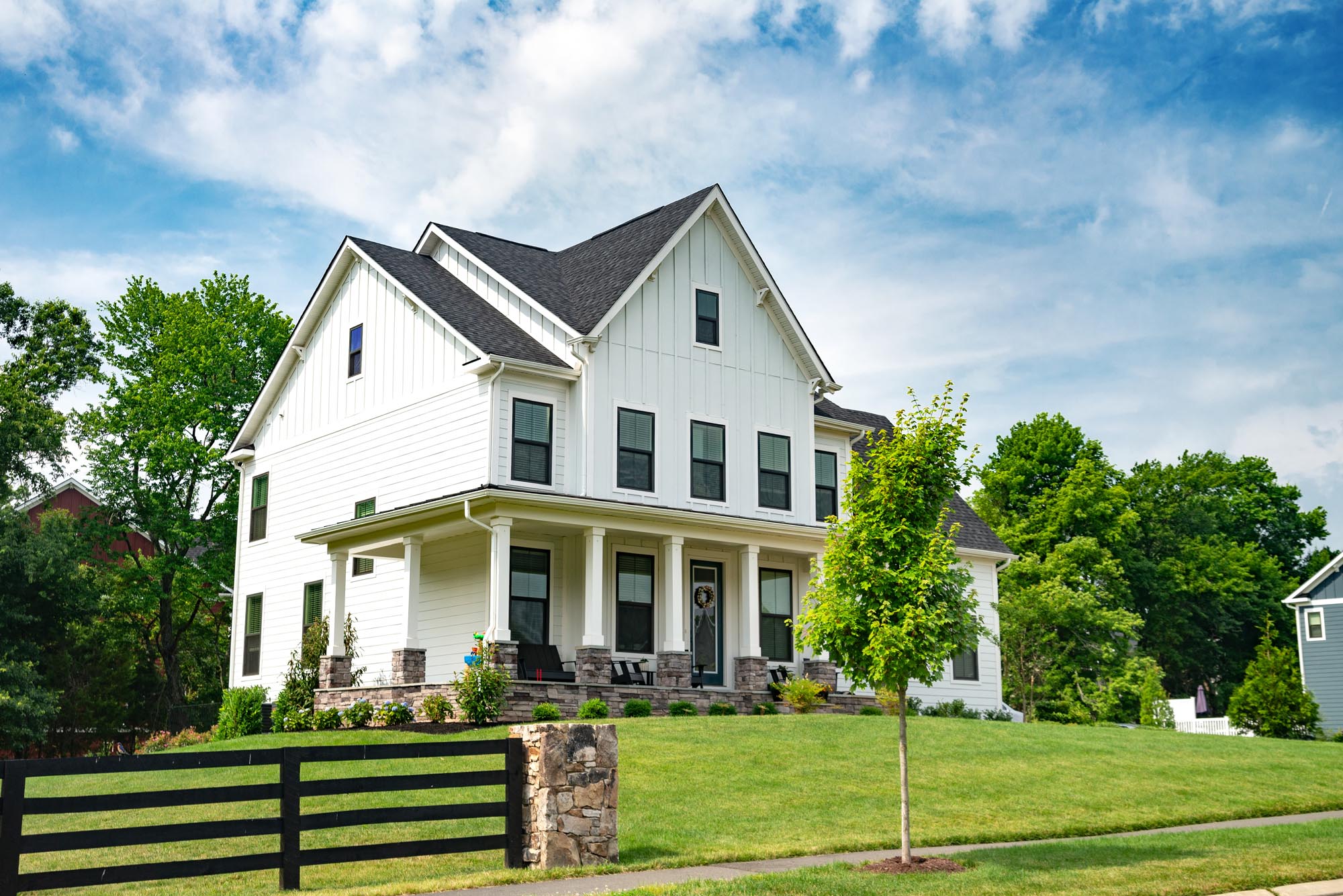 Modern White 2 Story Farmhouse